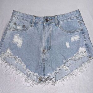 Shein Size Small/4 Light Blue Ripped Jean Shorts (Good Condition)